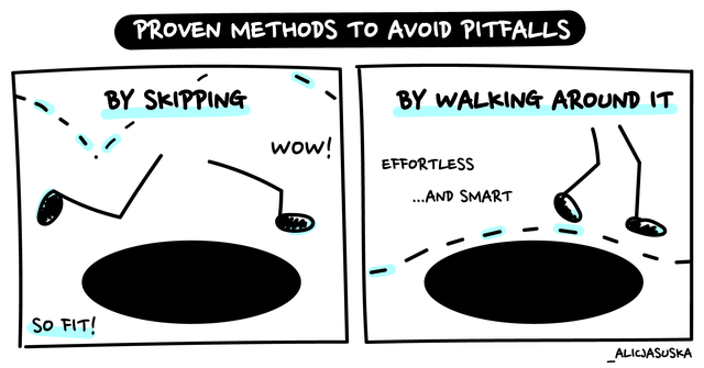 Avoiding pitfalls cartoon graphic