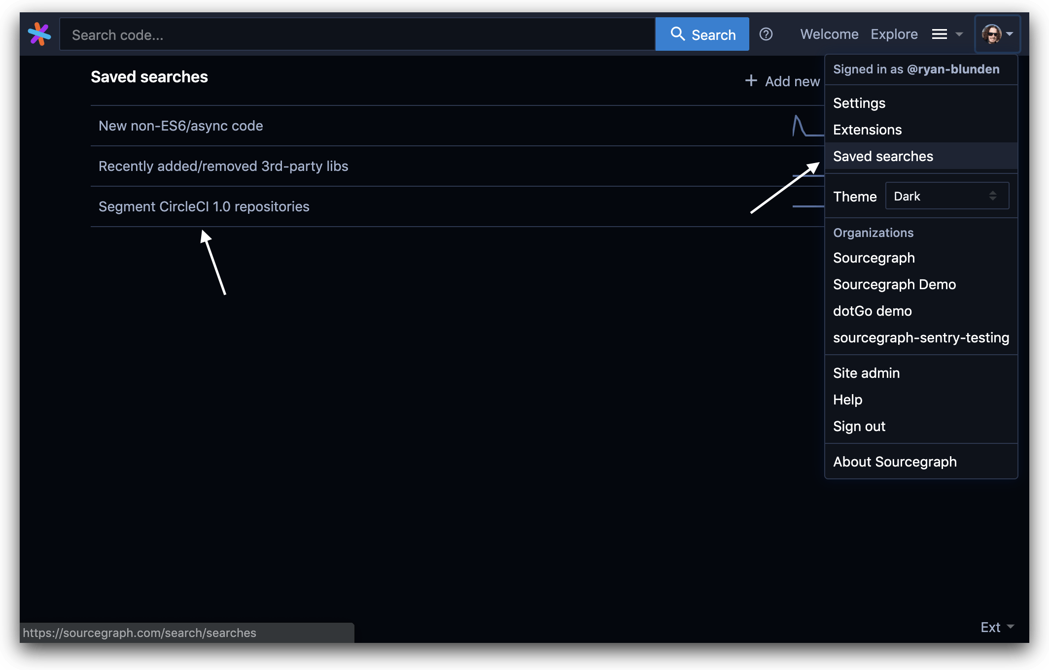 CicleCi access saved search