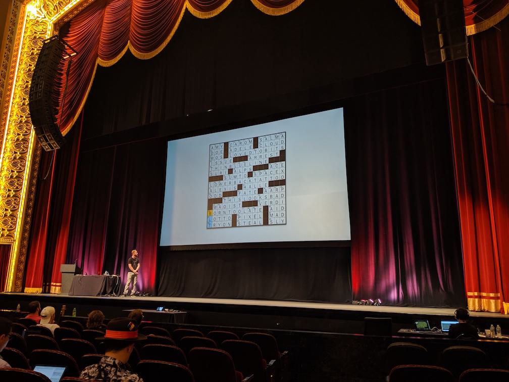 Darren with the crossword on stage